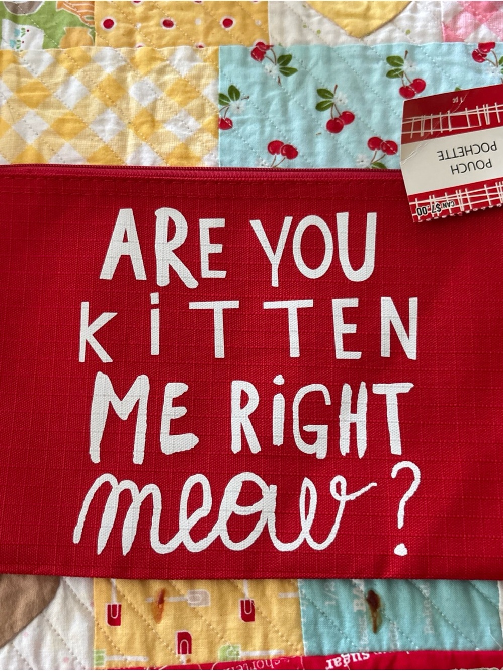 Red 'Are You Kitten Me Right Meow?' Pouch -